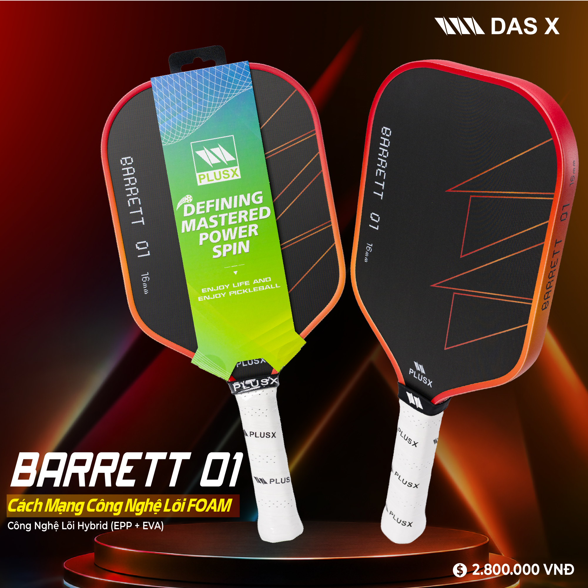 Vợt Pickleball PLUSX BARRETT 01 - 16MM