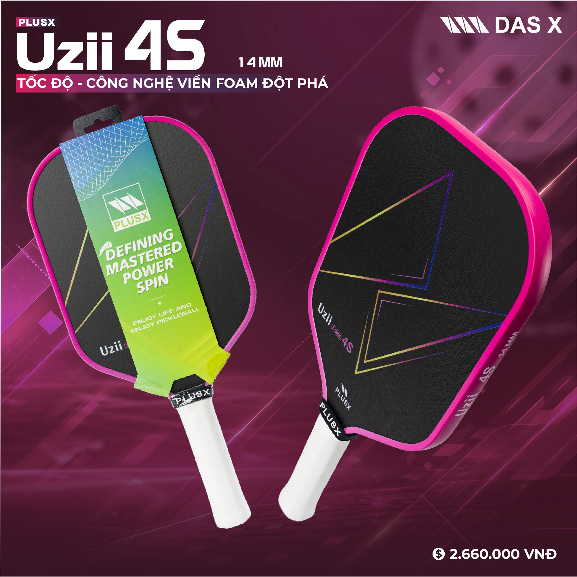 Vợt Pickleball PLUSX Uzii-4S - 16MM