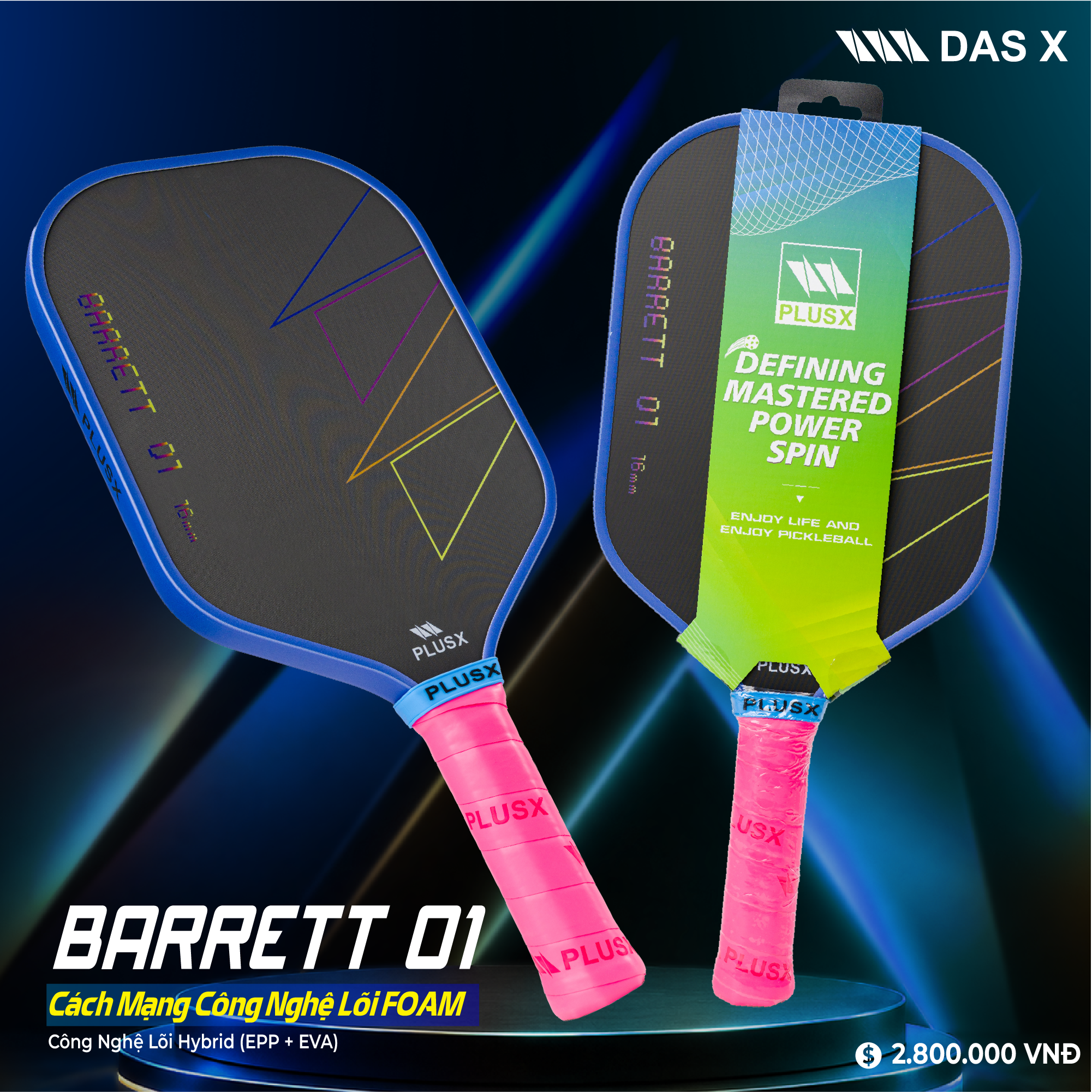 Vợt Pickleball PLUSX BARRETT 01 - 16MM