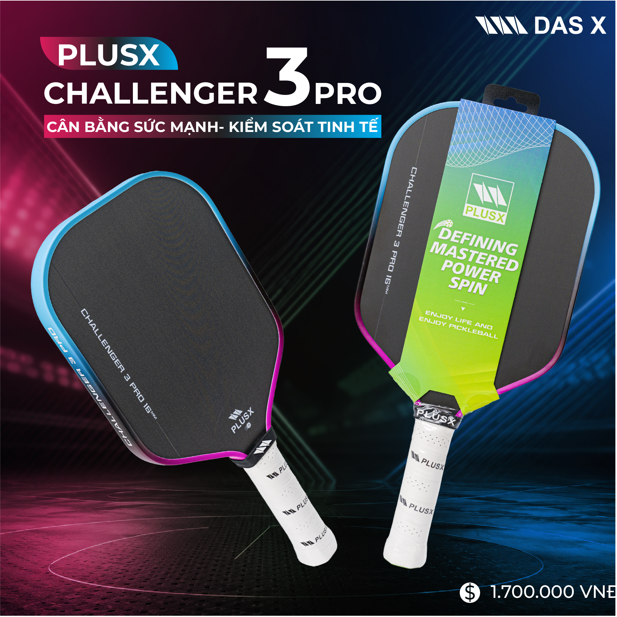 Vợt Pickleball PLUSX CHALLENGER 3 PRO - 16MM