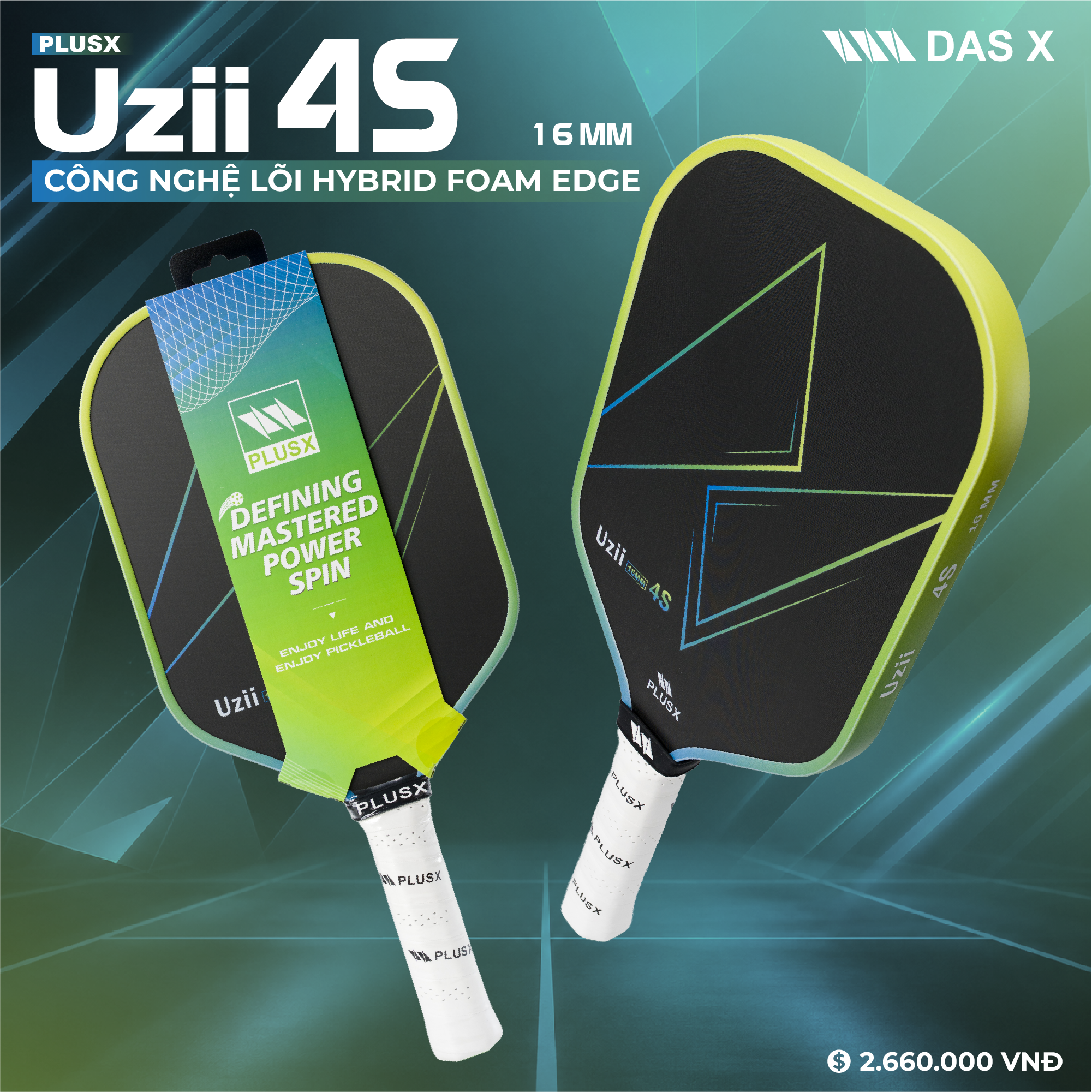 Vợt Pickleball PLUSX Uzii-4S - 16MM