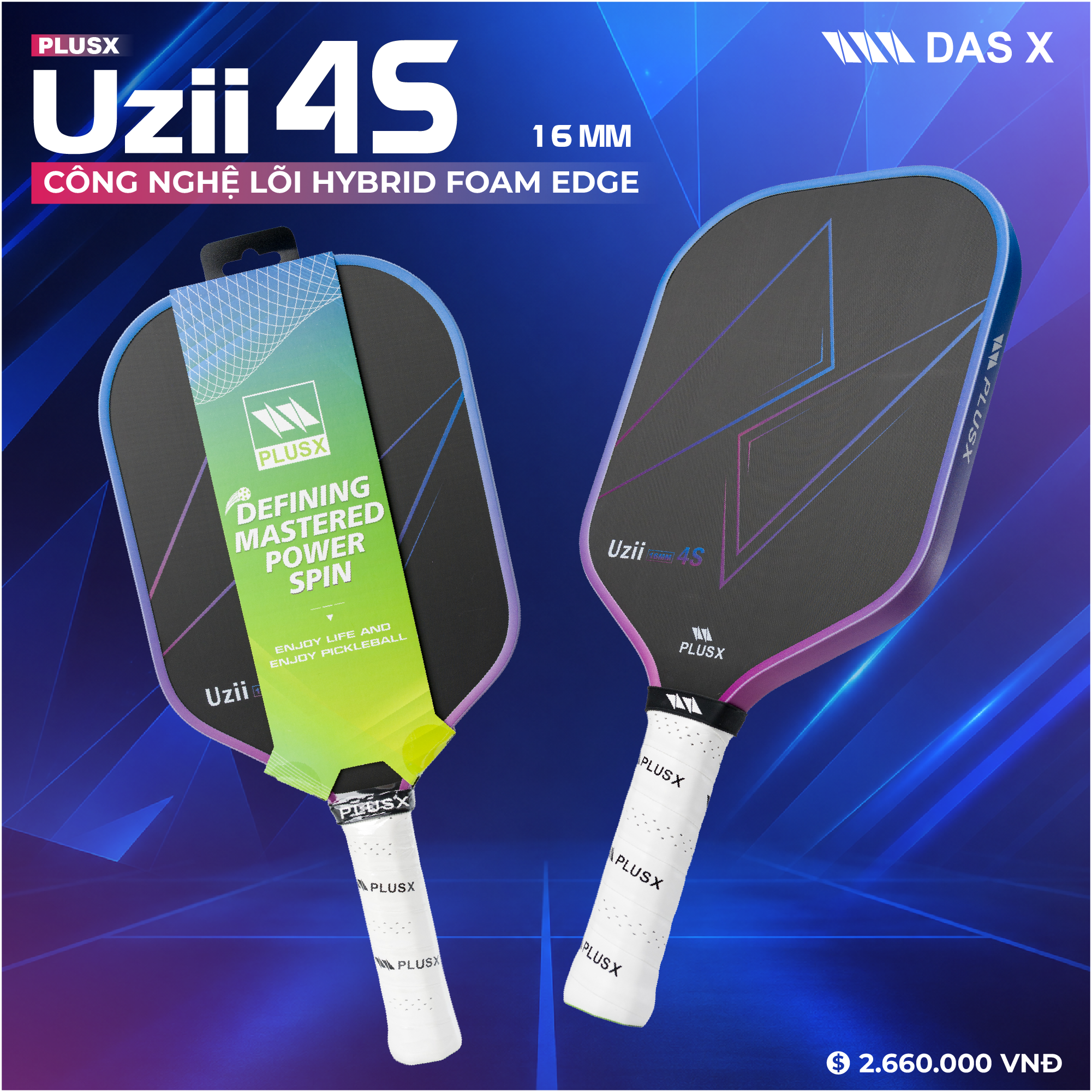Vợt Pickleball PLUSX Uzii-4S - 16MM