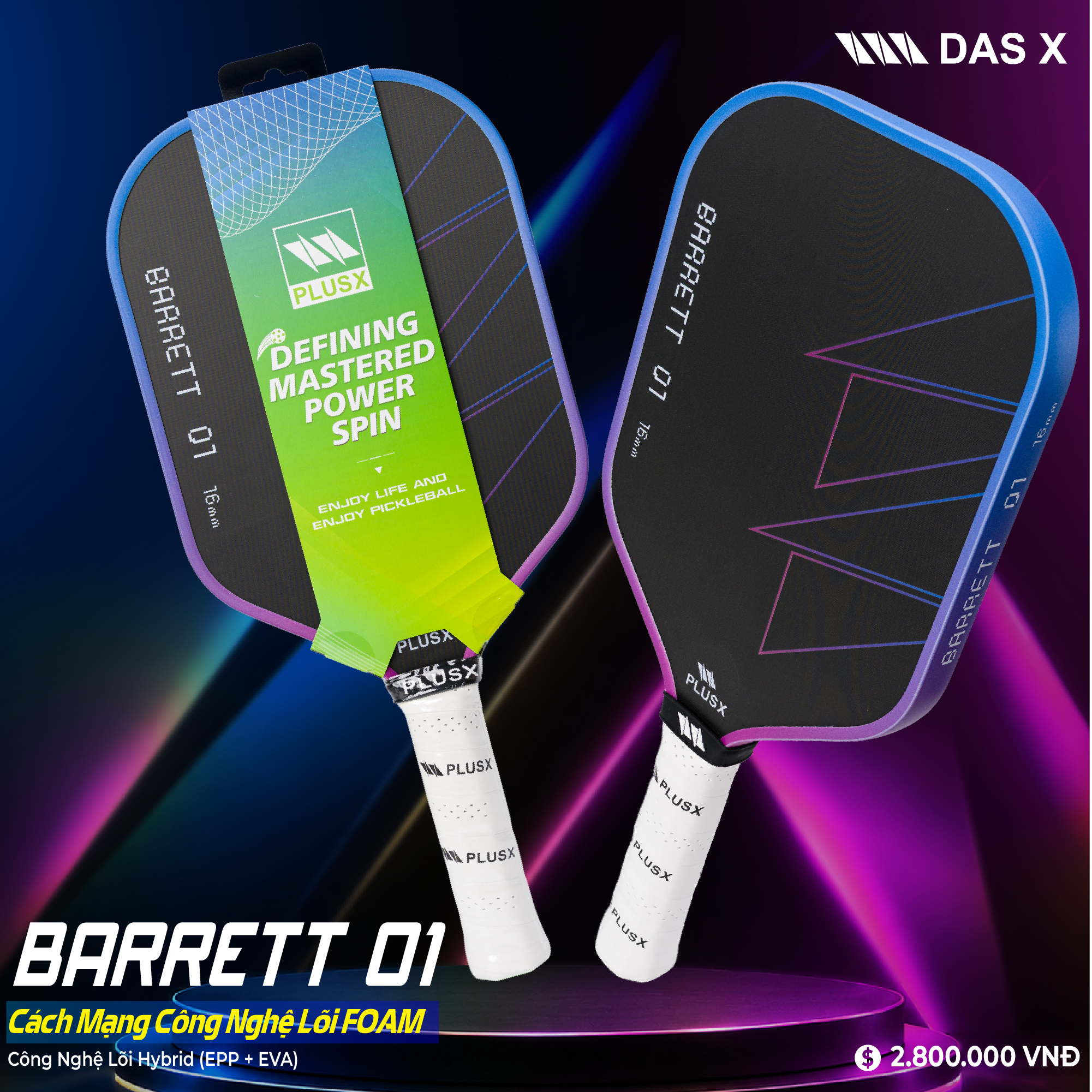 Vợt Pickleball PLUSX BARRETT 01 - 16MM