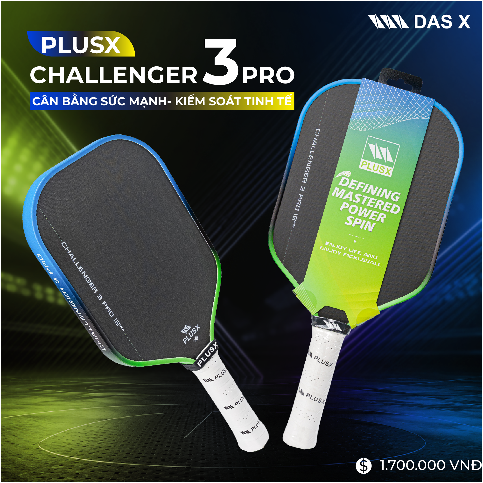 Vợt Pickleball PLUSX CHALLENGER 3 PRO - 16MM