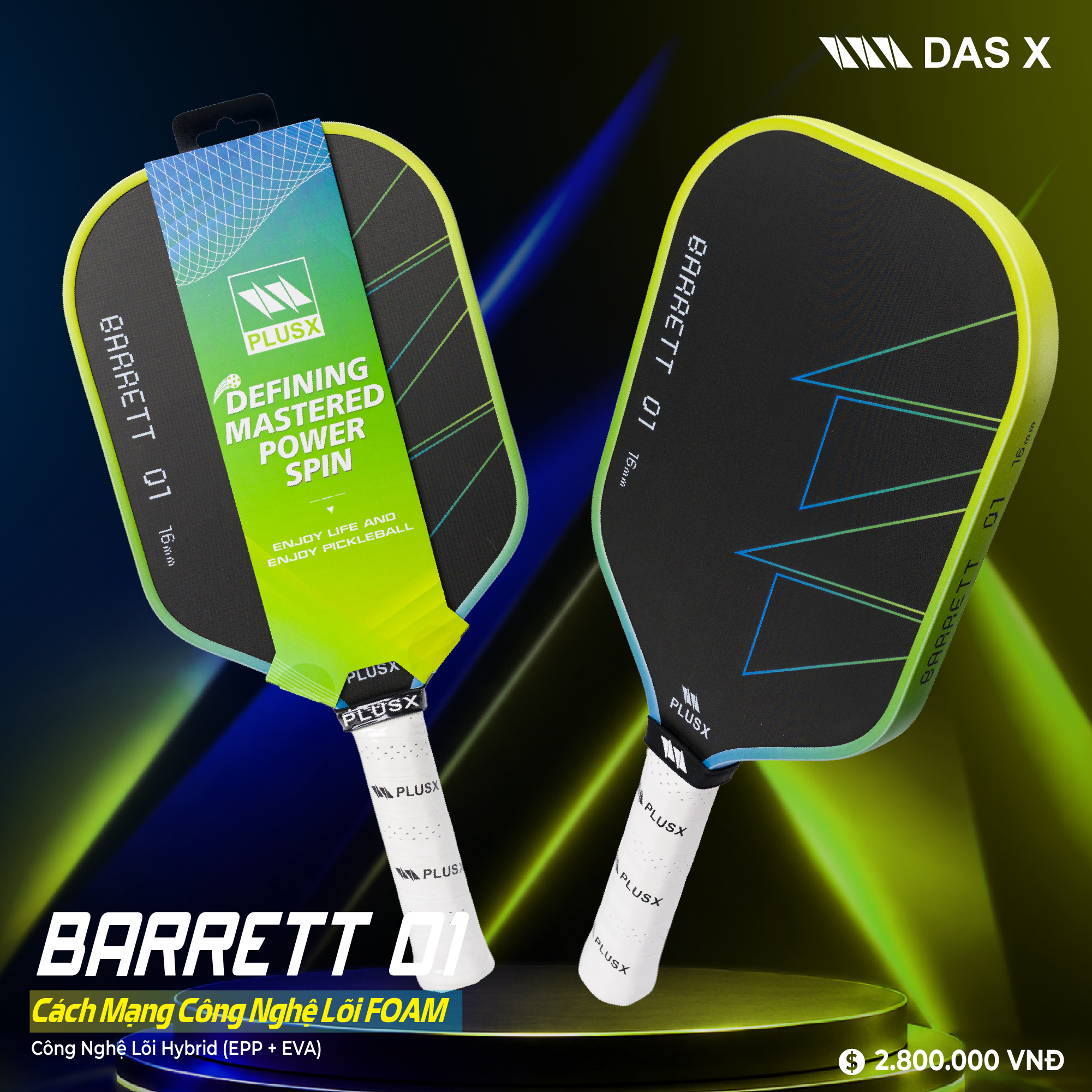 Vợt Pickleball PLUSX BARRETT 01 - 16MM
