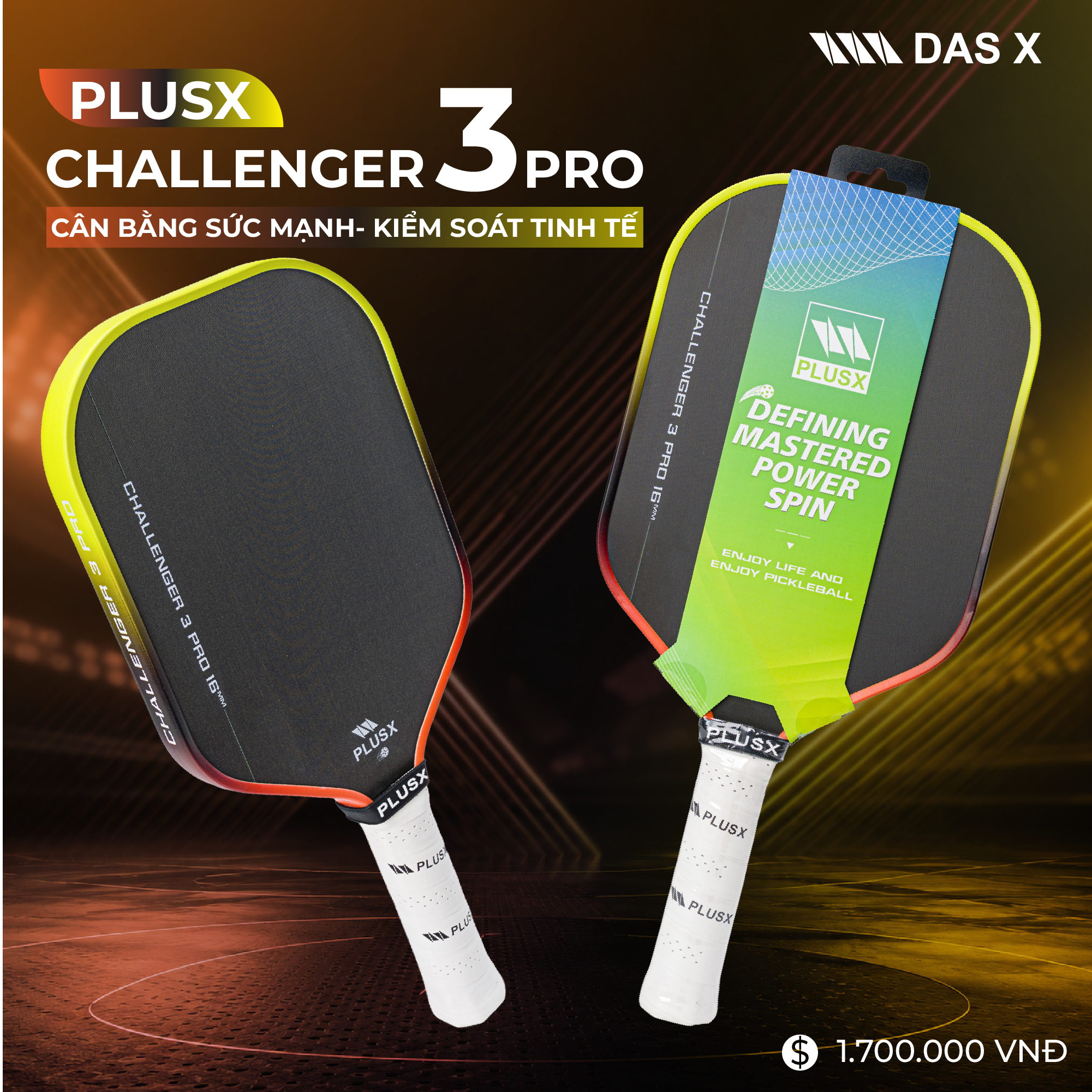 Vợt Pickleball PLUSX CHALLENGER 3 PRO - 16MM