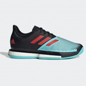 GIÀY TENNIS ADIDAS SOLECOURT (CORE BLACK / PULSE AQUA / SOLAR RED)