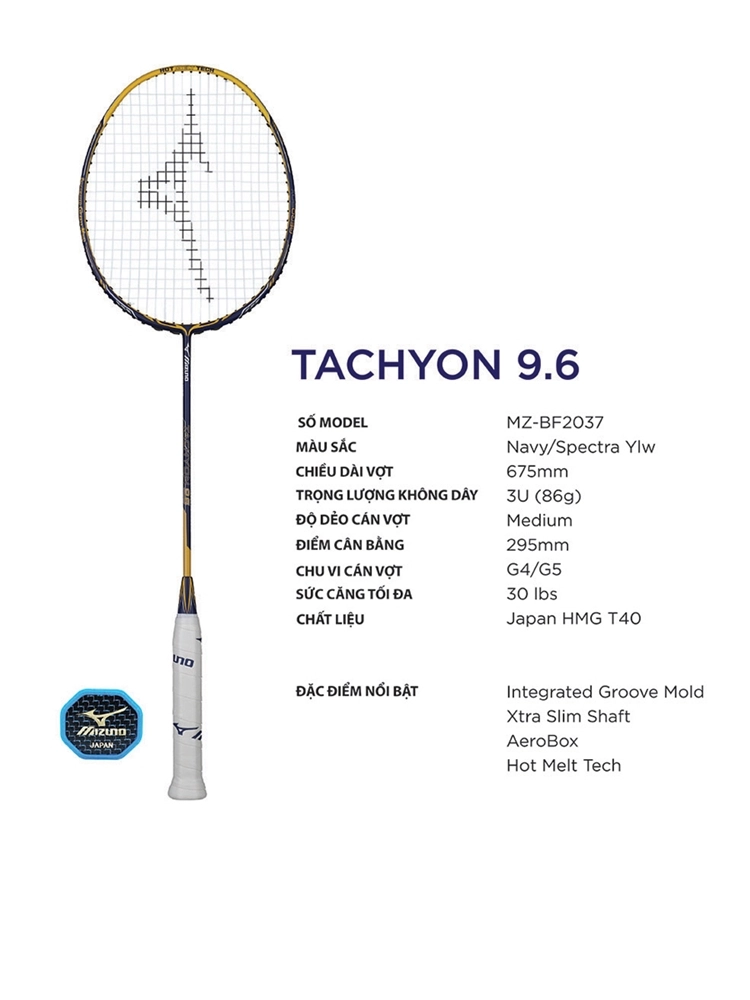 Vợt Cầu Lông Mizuno TACHYON 9.6 chính hãng